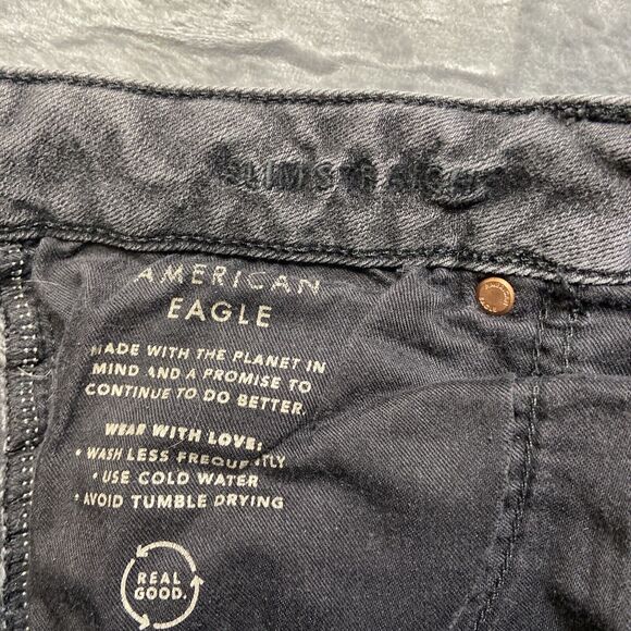 American Eagle Airflex Distressed Slim Straight Jeans Mens 30x34 Gray Denim - Picture 10 of 13